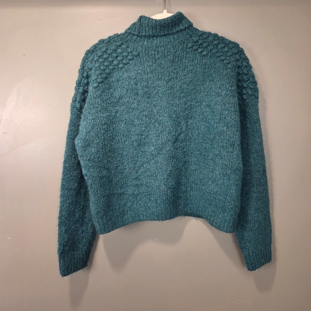 Free People Women's Bradley Cropped Turtleneck Sweater Size M Alpine Heather